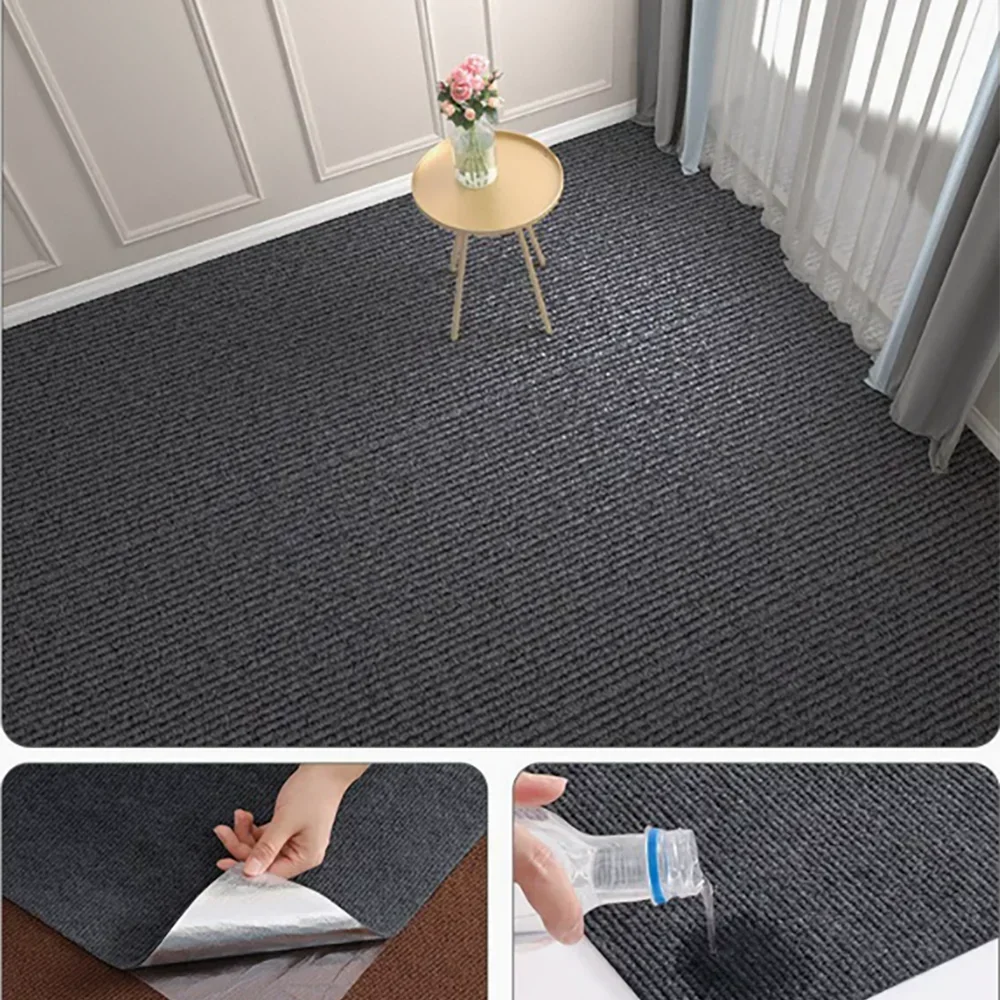 tapis gris foncé texture tissée moderne antidérapant pvc lavable intérieur cuisine salle bain portehôtel