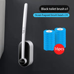 brosse toilette long manche remplacement facile blanc bleu moderne adhésif rechargeable set