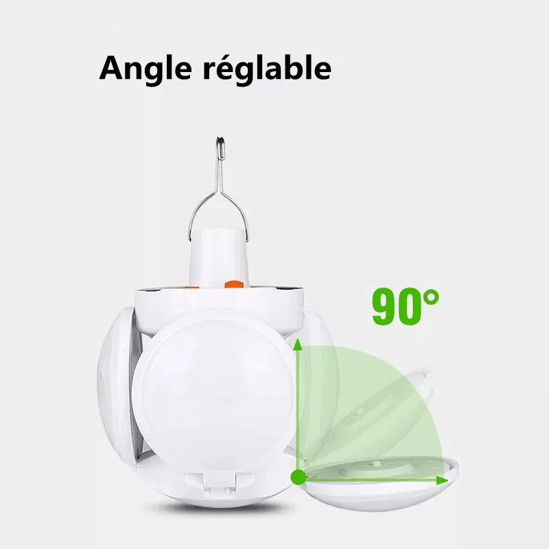 lampe solaire rechargeable éclairage extérieur camping indicateur charge cale blanc moderne