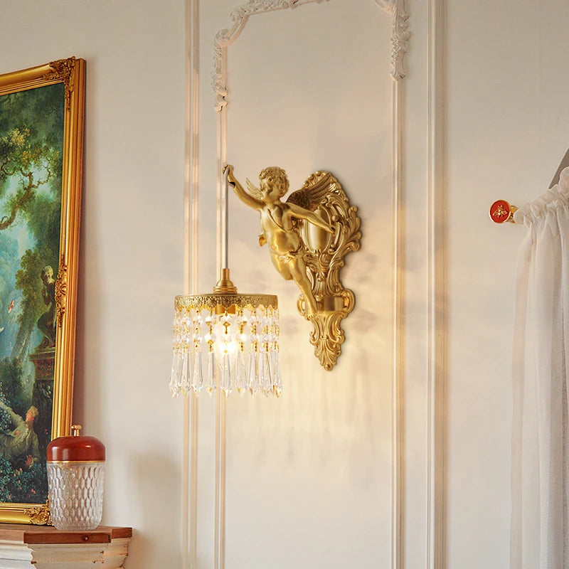 applique murale classique ange cristal doré éclairage led cuisine salle manger fixée mur