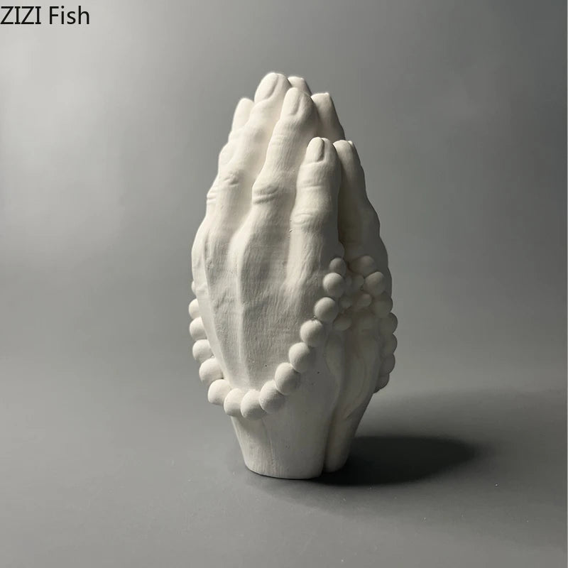 vase blanc moderne mains prière décoration sculptural chambre ornement statue erotique