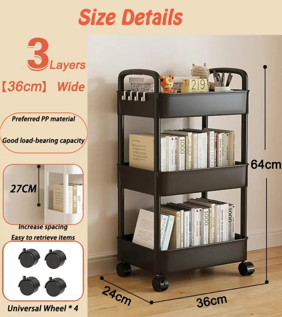 chariot roulettes blanc moderne rangement boîtes livres jouets ménagers couches largeur 36cm hauteur 91cm
