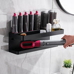 étagère mural moderne aluminium noir clips cheveux organisation salle bain cheveux brosse parfum