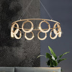 suspension lumineuse moderne or anneaux pendentif led table chambre salon restaurant lumière maison