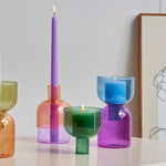 bougeoir vase transparent moderne vert marron bleu violet jaune rose