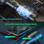 lampe torche noire orange rayées rechargeable led intense zoom tactique