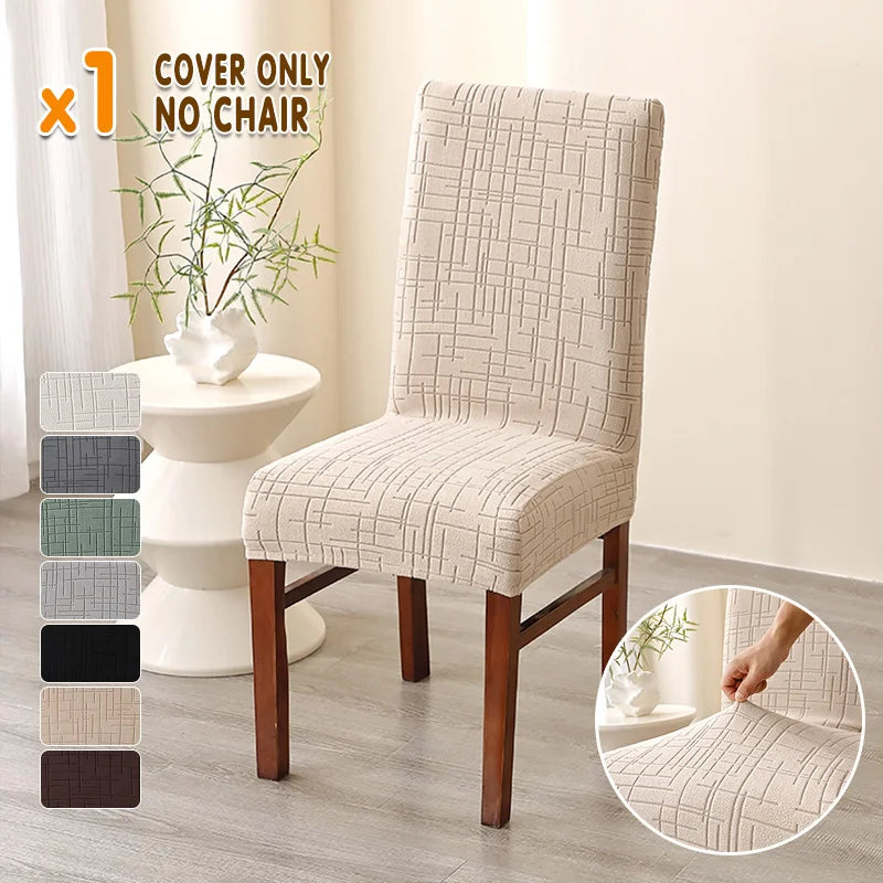 housse chaise moderne gris clair rayures horizontales verticales élastique polyester salle manger