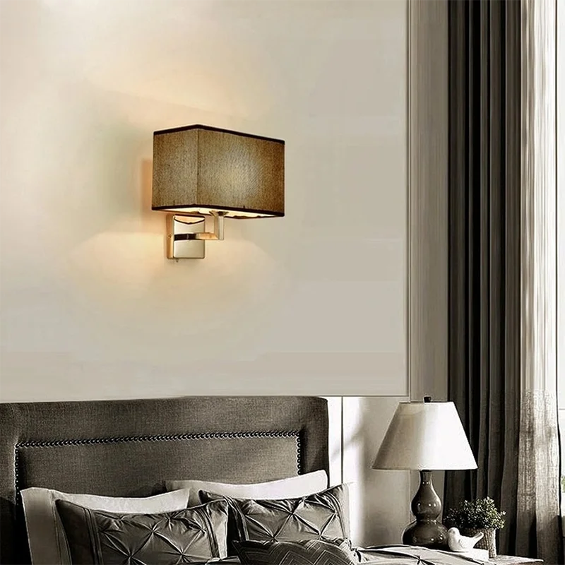 lampe murale moderne LED beige tissu fixée mur éclairage chambre salle manger