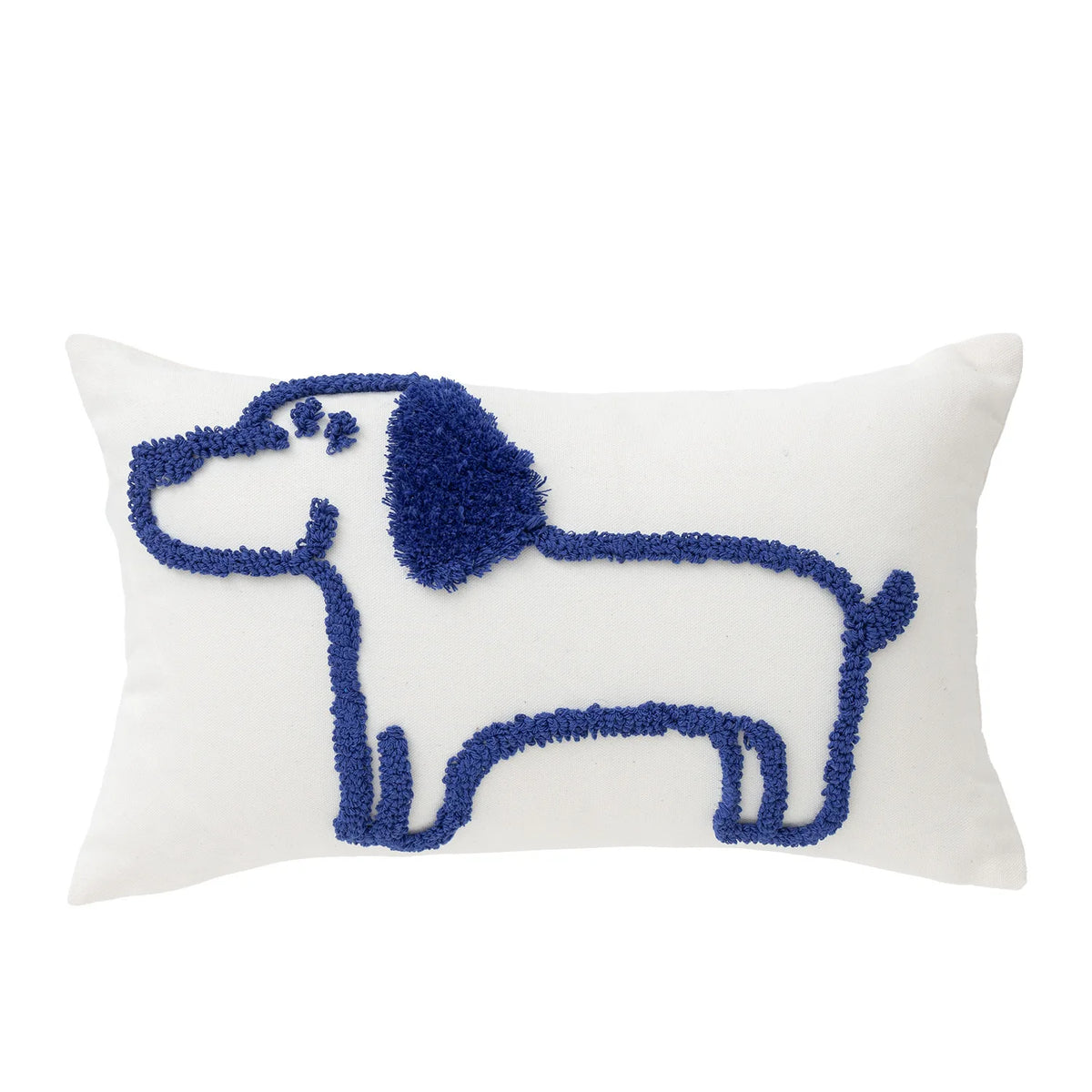 housse coussin brodée chien polyester blanc bleu motif relief moderne décontracté canapé lit decoration