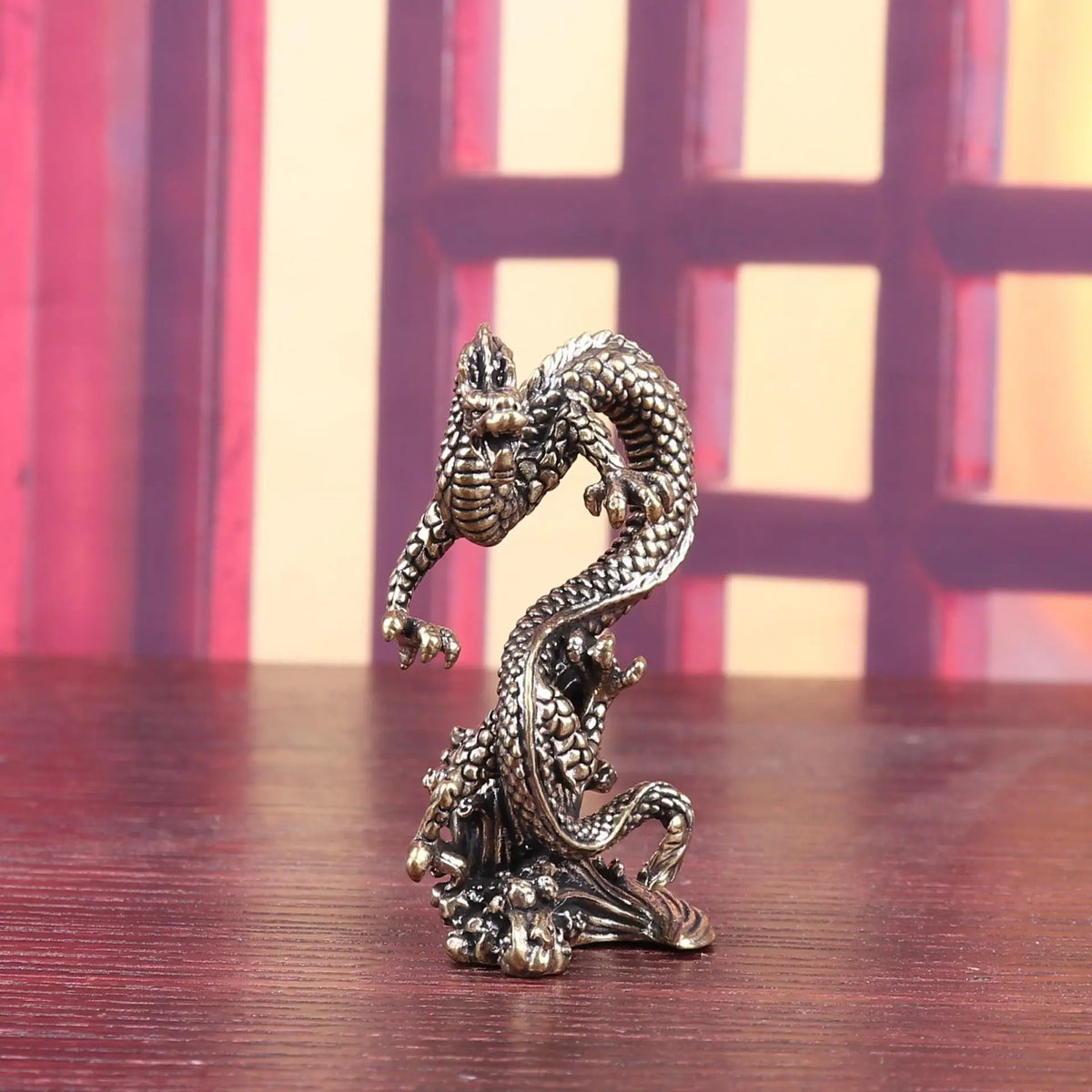 statuette dragon argenté écailles sculptural antique décor maison cadeau fête saison unique
