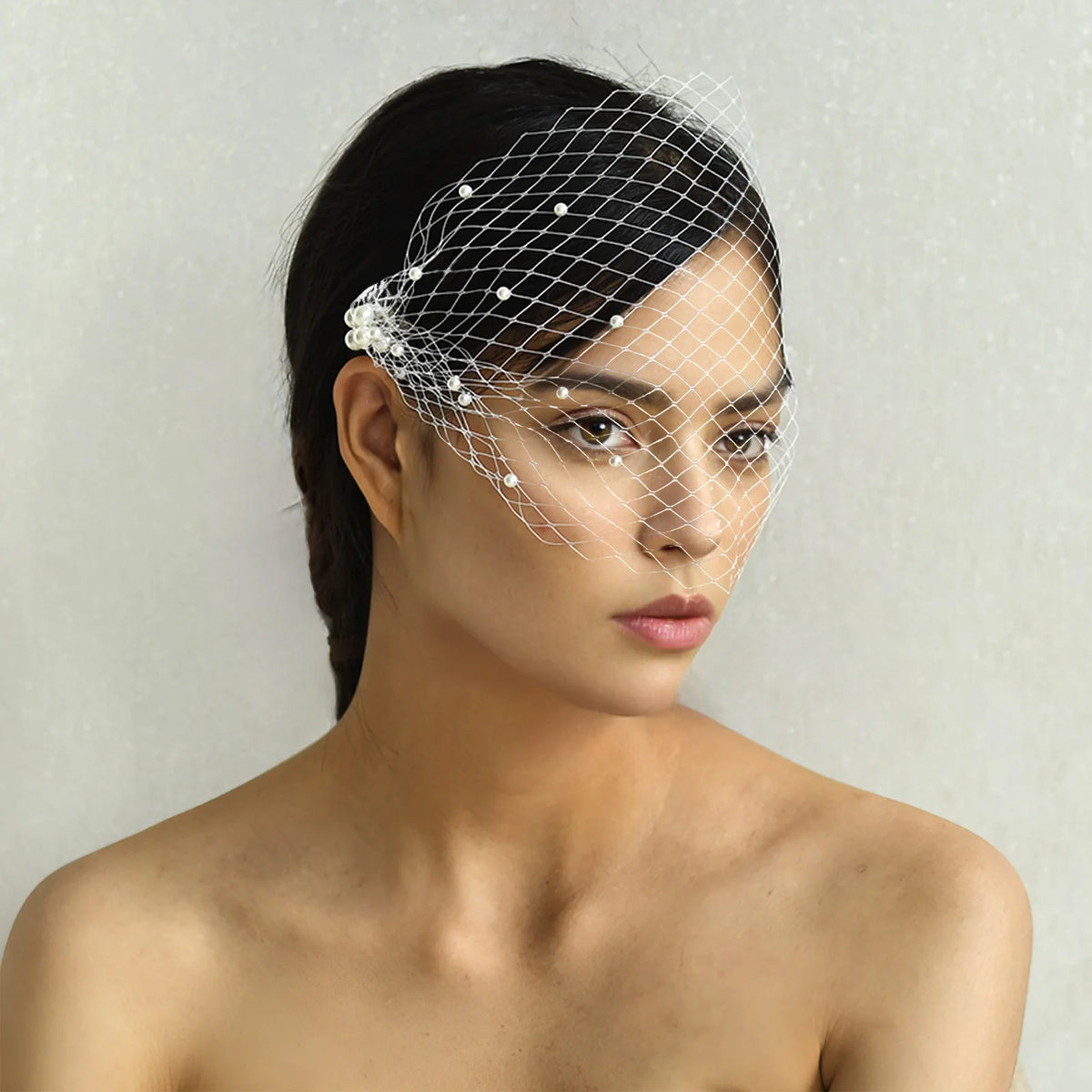 voile mariée blanc filet classique clips accessoire cheveux vintage ornements décoration élégante