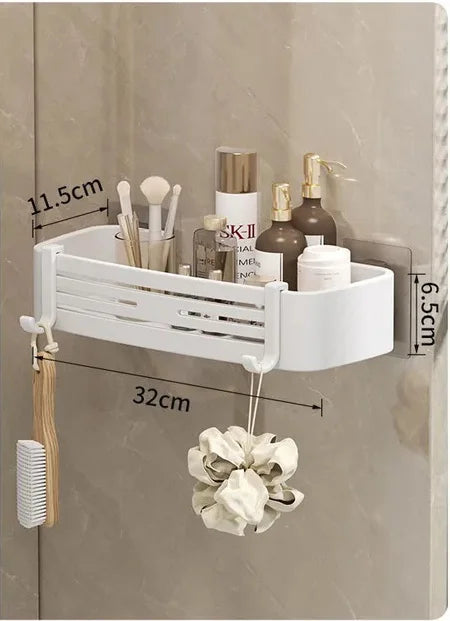 étagère murale moderne trois niveaux gris métallisé adhésif salle bain porte savon porte serviettes