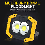 projecteur led multifonctionnel industriel jaune noir compartiment piles usb