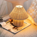 lampe table moderne tressée bambou marron clair éclairage salon USB