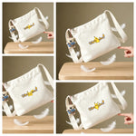 sac bandoulière toile blanc pikachu anime ours peluche grande capacité sac main