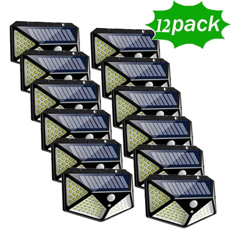 lumière solaire led capteur mouvement ip65 protection moderne noire quadrilléeextérieur autonomepas cher camping jardin