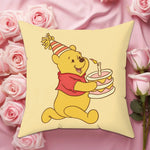 coussin decoratif winnie ourson jaune blanc plaid cartoon eco friendly 30x30cm 40x40cm 45x45cm 50x50cm