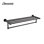 porte serviettes mural acier inoxydable noir mat lisse moderne salle bain double rangée