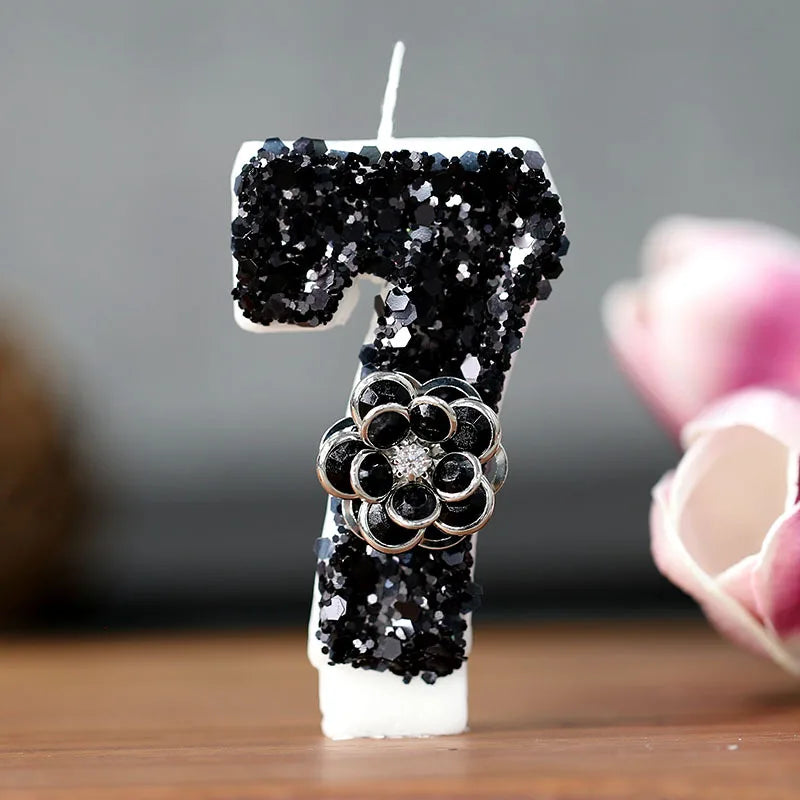 bougies chiffres paillettes noires festives anniversaire mariage décoratives numérotation festive