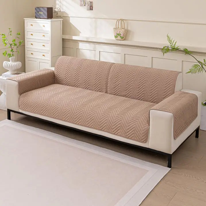housse canapé extensible imperméable anti griffes animaux salon moderne gris beige rayures