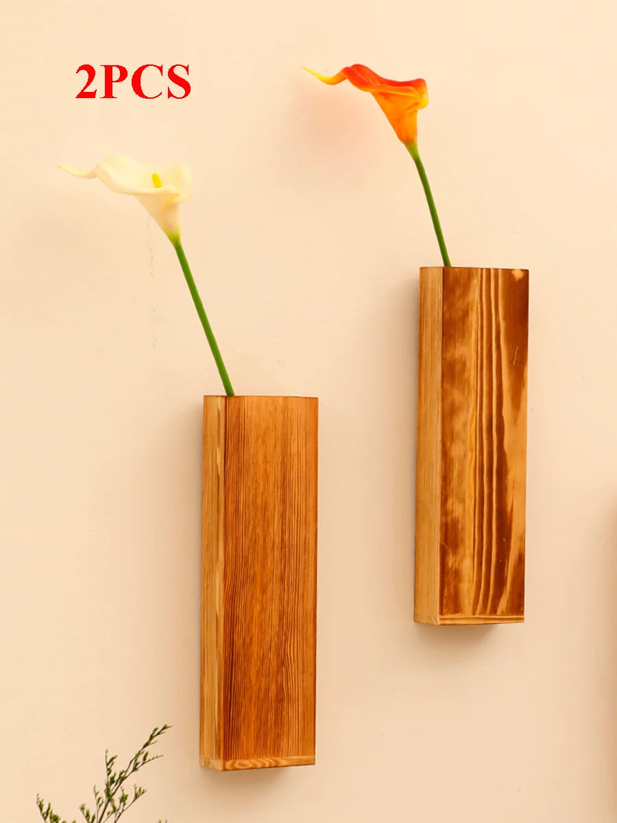vases muraux bois grain moderne décoration murale art wall hanging