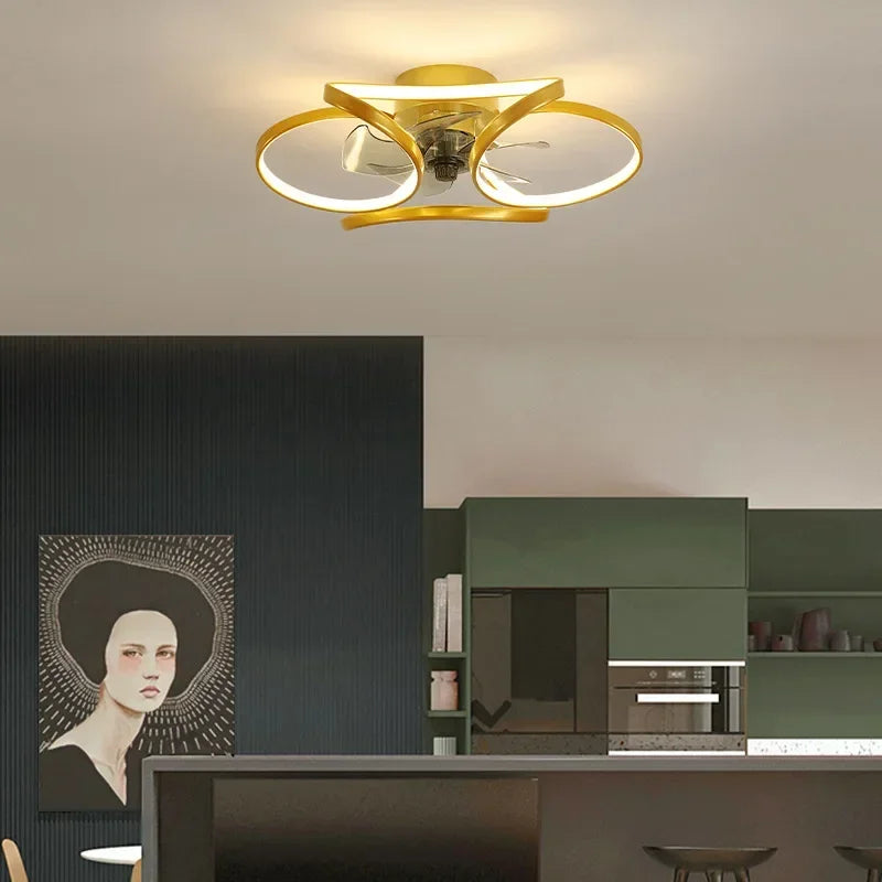 lampe moderne anneaux led dimmable télécommande couleur or noir blanc