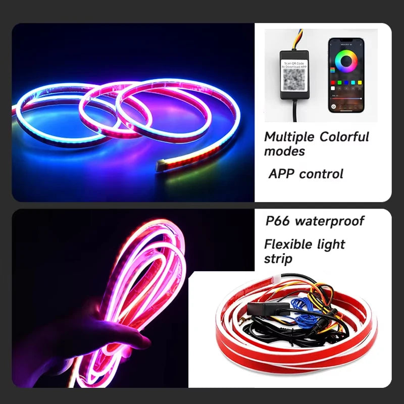Mode scan RGB de la bande LED néon pour décoration automobile