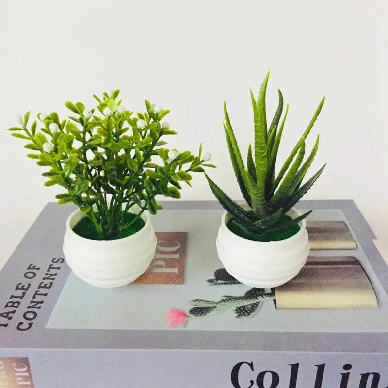 petite plante artificielle aloes pot blanc décoration moderne fleurs fausses vertes