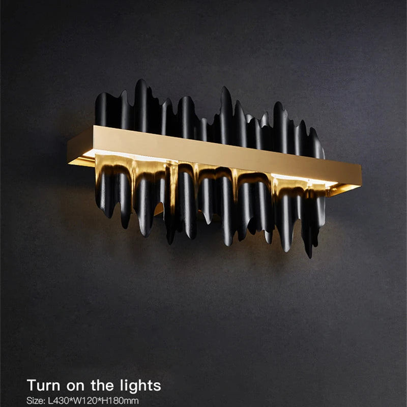 applique murale moderne noir doré éclairage cuisine sculptural lumière translucide fixée mur 15mètrescarrés