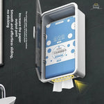distributeur serviettes papier murale moderne trois niveaux compartiments amovibles beige clair rayures verticales transparent