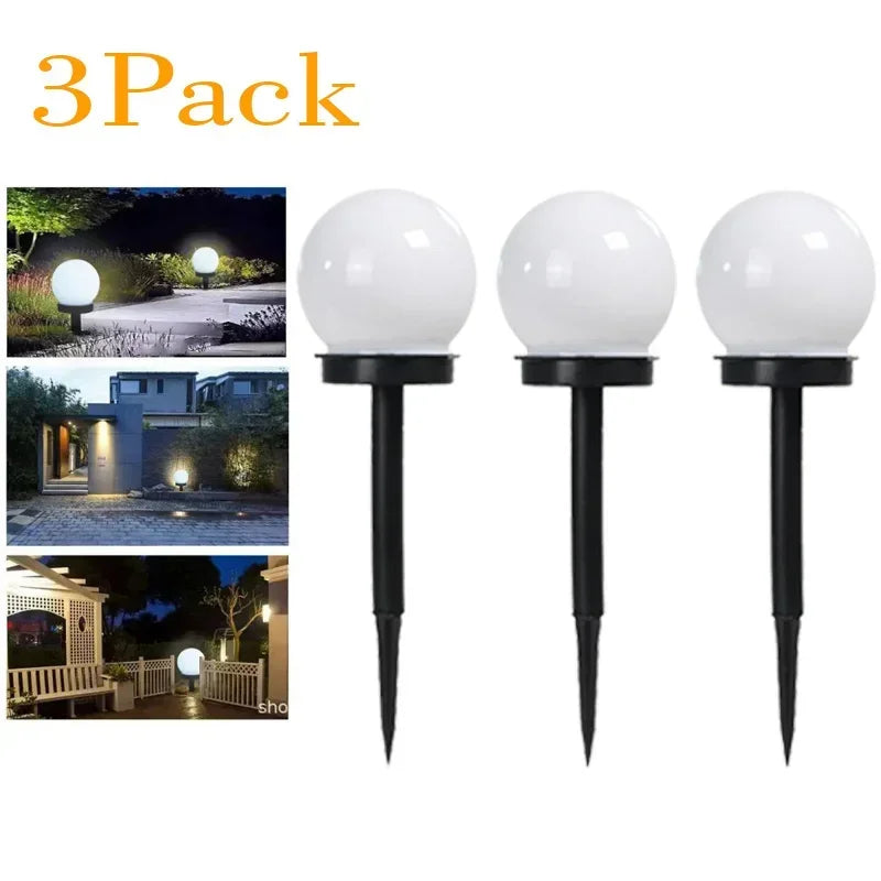 lampe solaire moderne sphérique translucide blanc noir énergétique extérieure jardin épingle détachable panneau solaire