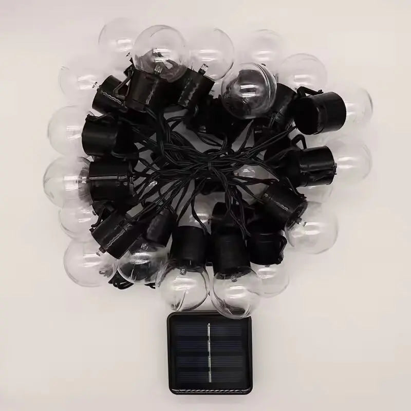 guirlande lumineuse solaire led transparente 20 ampoules globe texture chaleur festiveextérieur jardin patio camping