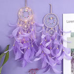 attrape rêves plumes décoratif rose blanc vert violet ethnique fait main cordelette