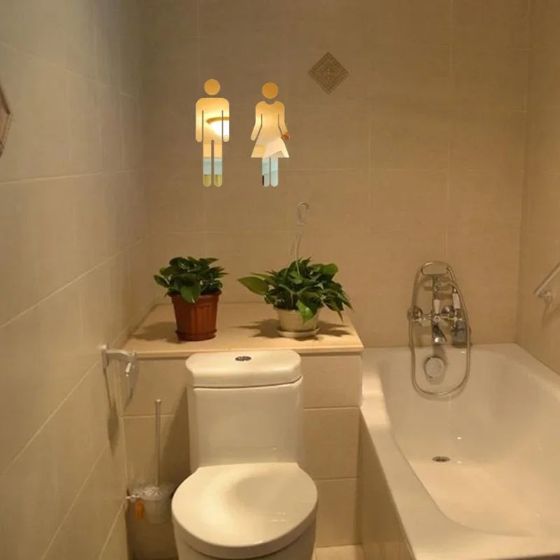 autocollants wc moderne silhouettes homme femme or noir adhésifs salle bain