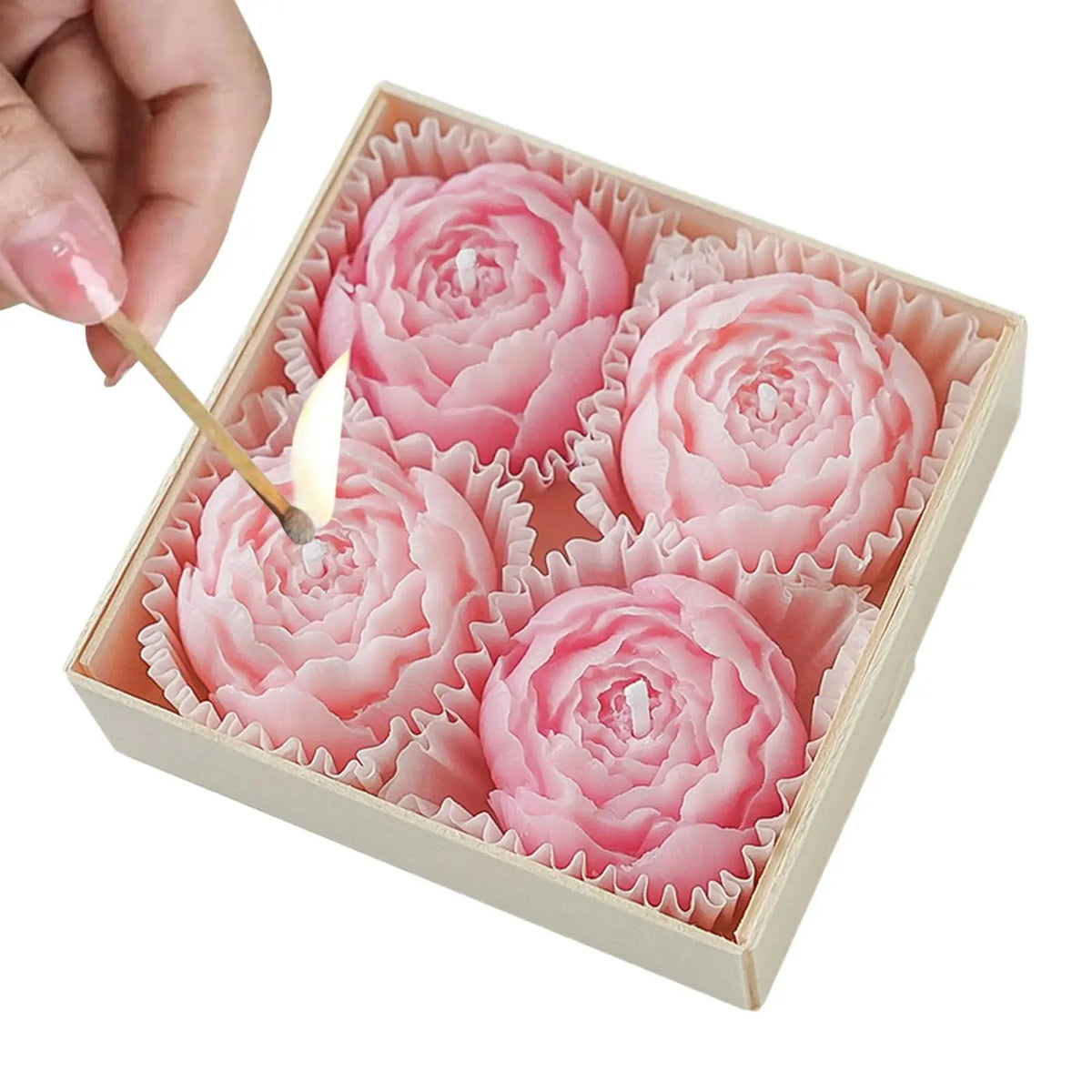 bougies cire soja fleur rose clair relief artisanal décoration maison romantique anniversaire mariage valentin