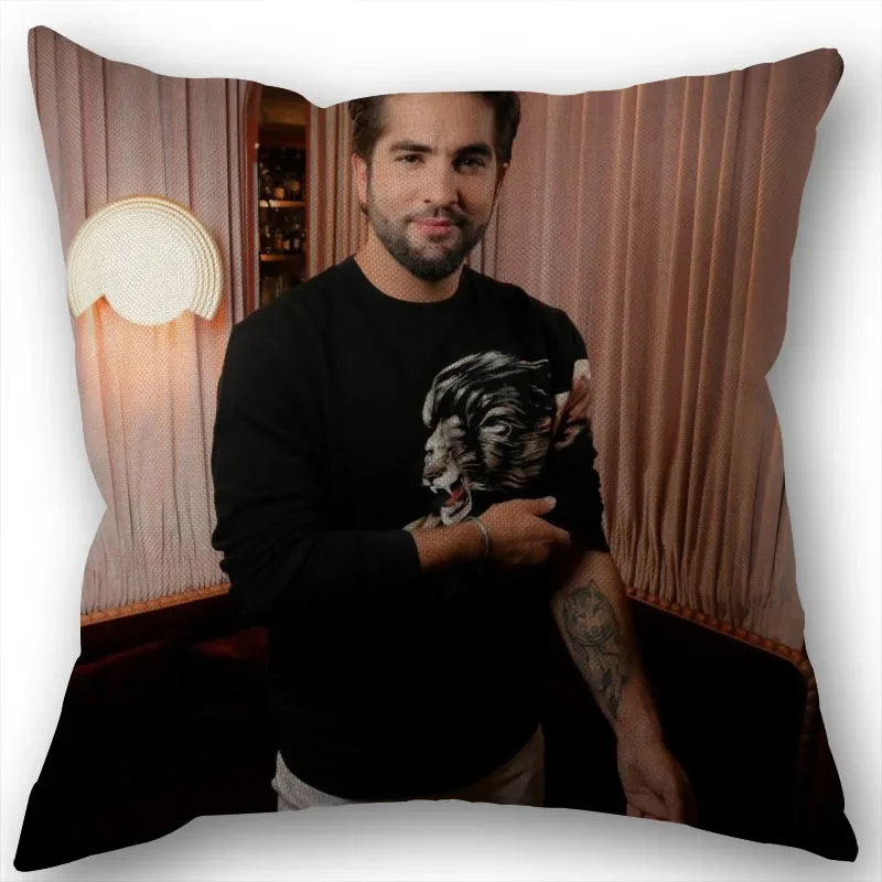 taie d'oreiller carrée 45x45cm moderne motif Kendji Girac imprimé uni côté opaque polyester