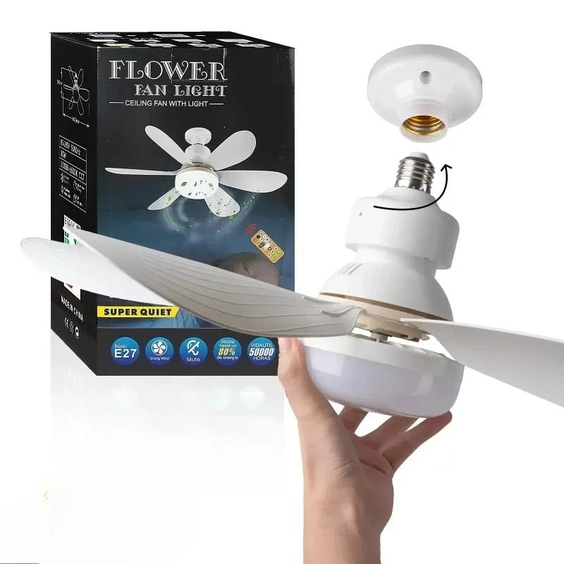 ventilateur led moderne blanc motif floral vitesses télécommande 30w 42cm