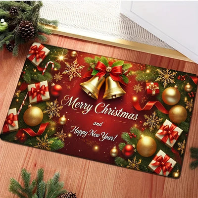 Paillasson de Noël blanc motif cloche pour entrée
