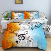 housse couette motif musical notes violon violoncelle taies oreillers couleur moderne chambre adolescente