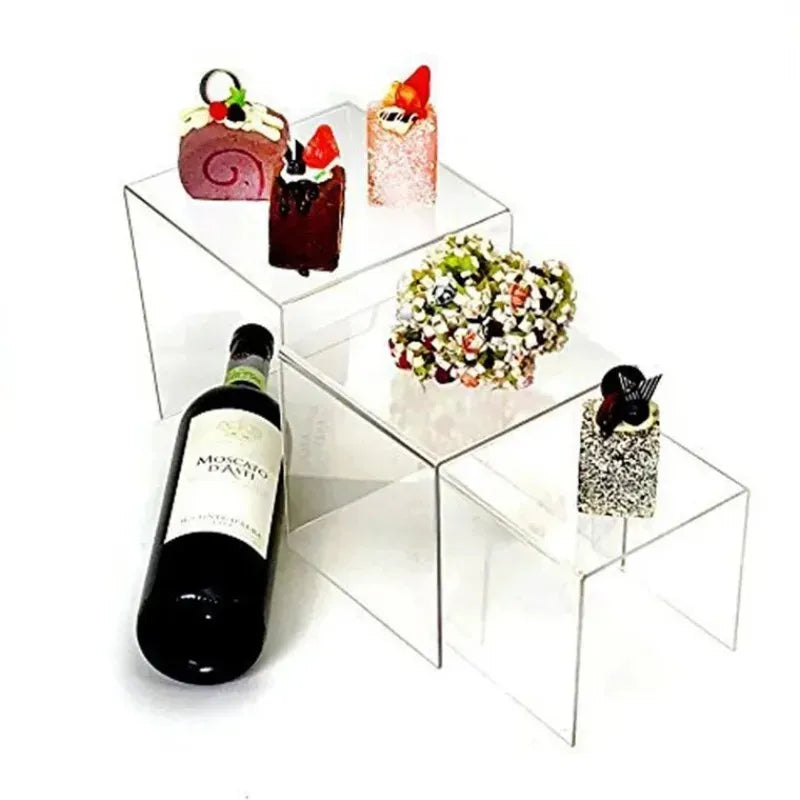 présentoirs transparents multi niveaux moderne bijoux vernis ongles desserts vin minimaliste réutilisable respectueux environnement