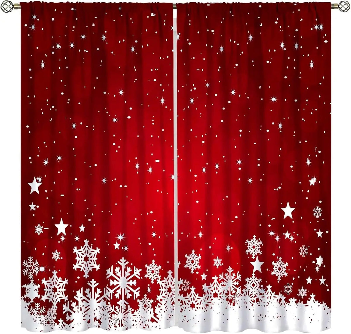 rideau festif rouge étoiles flocons opacité moderne décoration intérieure hiver