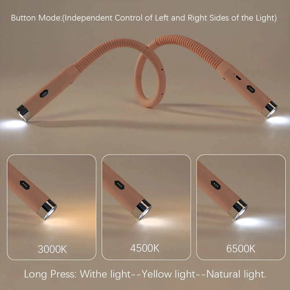 lampe lecture cou rechargeable led noir rose blanc flexible moderne