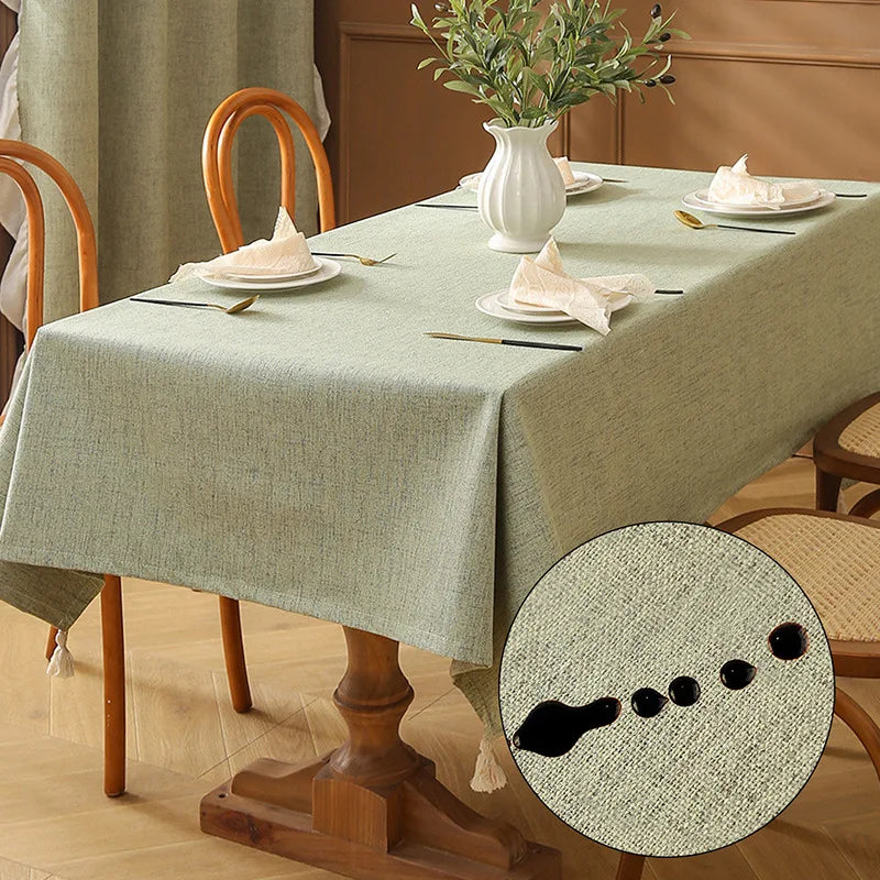 nappe table imperméable réutilisable vert olive gris beige tissu texturé élégante rustiqueextérieur hiver