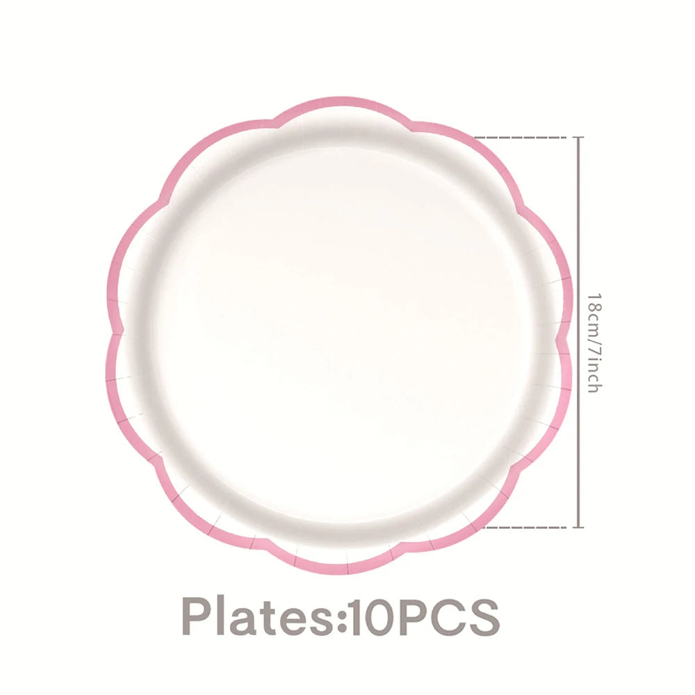 assiettes papier dentelles rose gobelets serviettes tablecloth festives occasions anniversaire fete