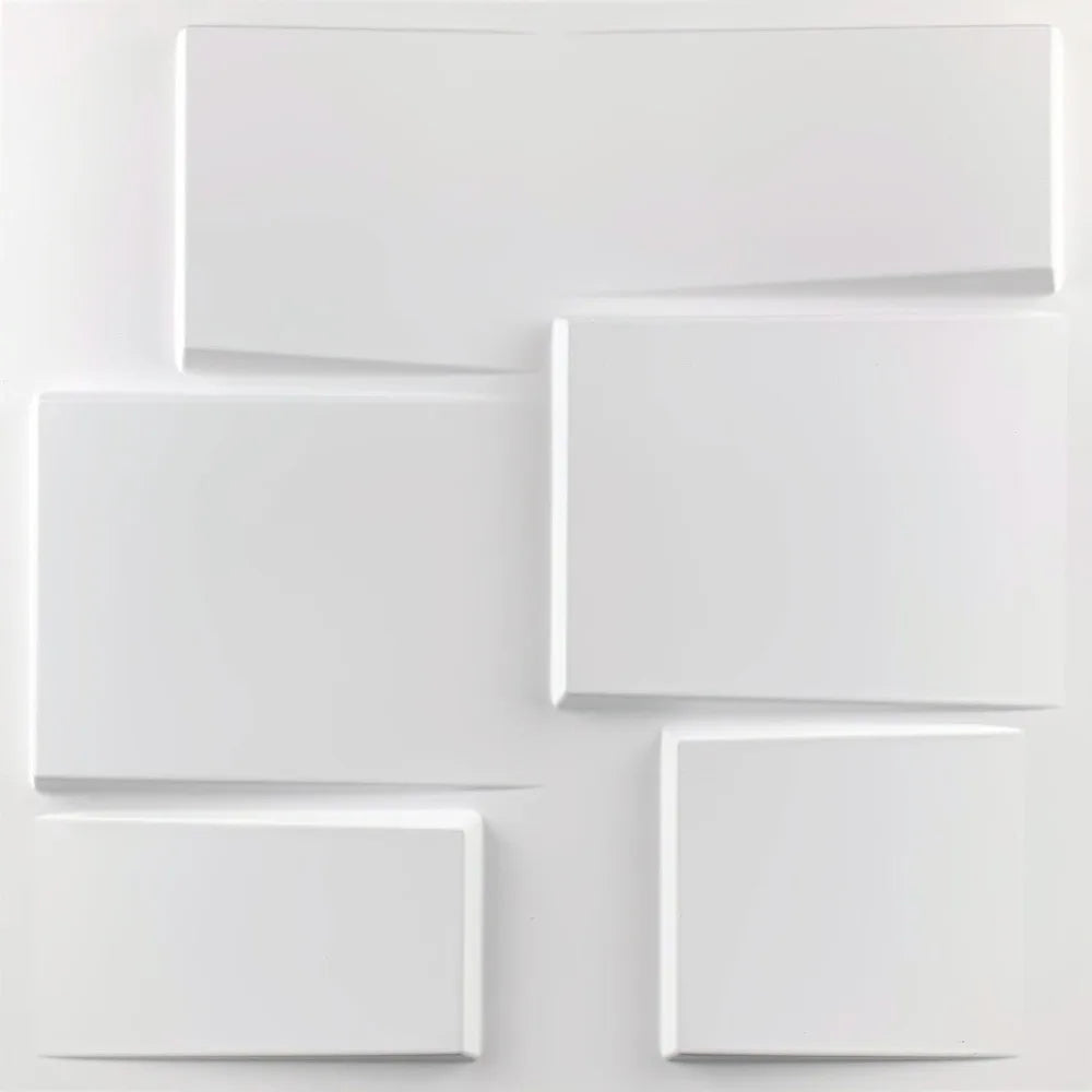 panneau mural moderne blanc triangles géométriques adhésif décoration intérieure relief PVC