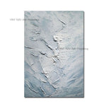 peinture l'huile abstraite vague bleu clair gris moderne texture rugueuse toile rectangle vertical sans