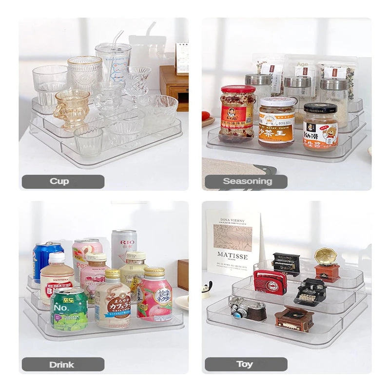 organiseur rangement transparent moderne maquillage parfum soins cosmétique deux étages acrylique multifonctionnelle