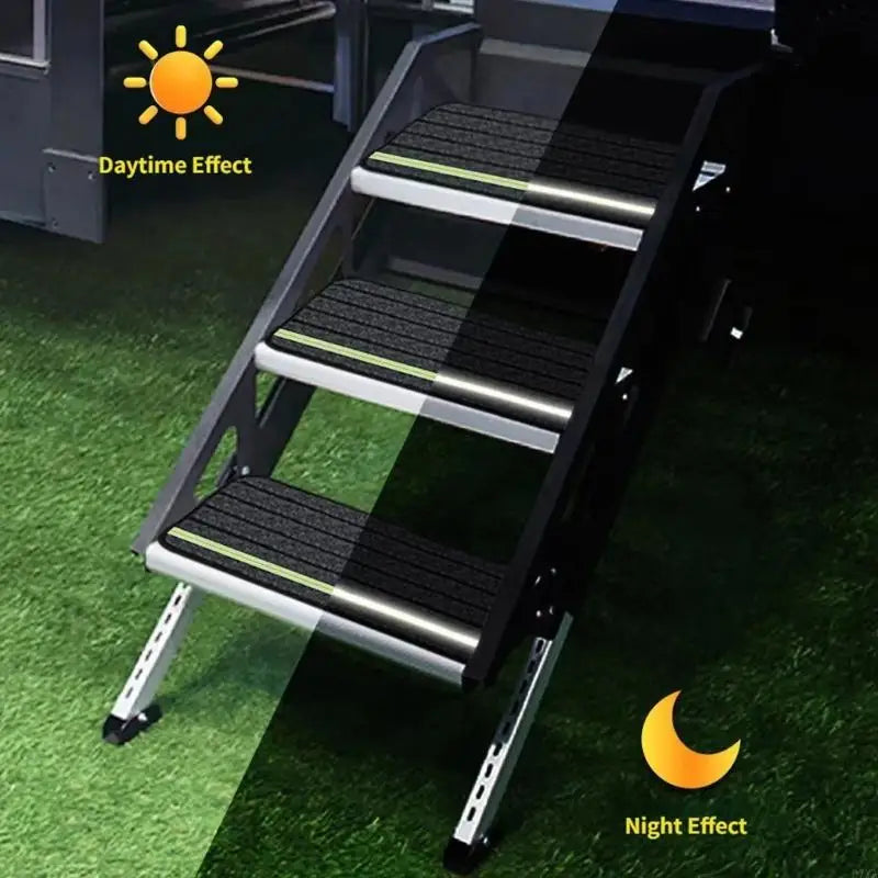 tapis antidérapant marche escalier fibre synthétique gris foncé jaune fluo blanc texturé velcro camping