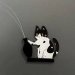 aimants chats dessin animé chat blanc noir orange vase assis tenancient vase