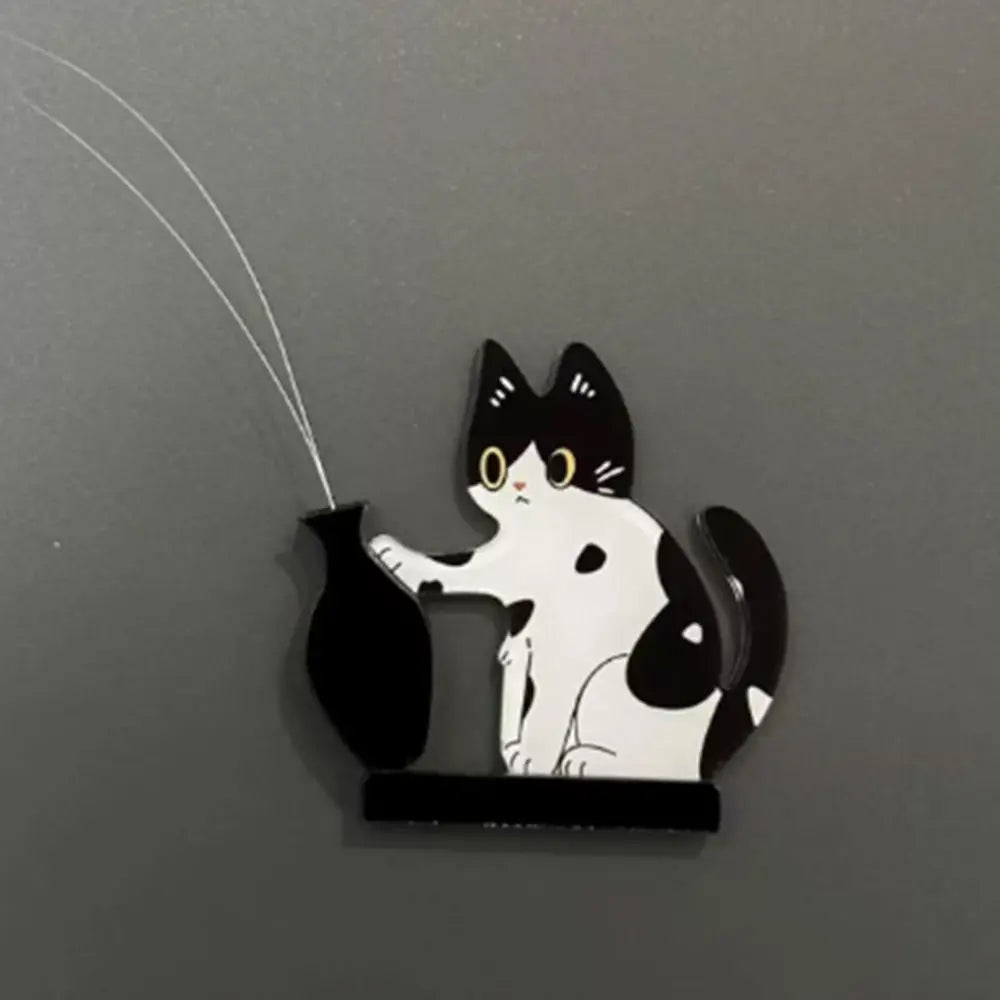 aimants chats dessin animé chat blanc noir orange vase assis tenancient vase